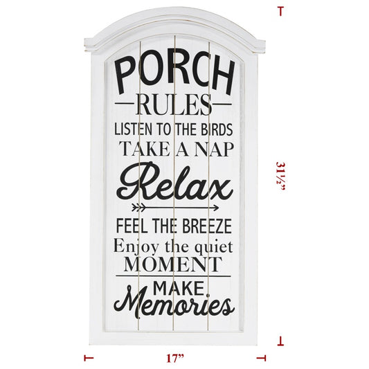 Wooden Porch Rules Sign