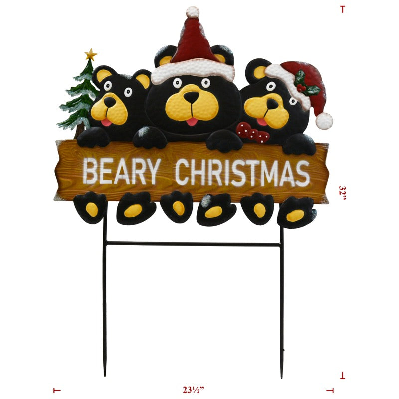 Beary Christmas Metal Sign