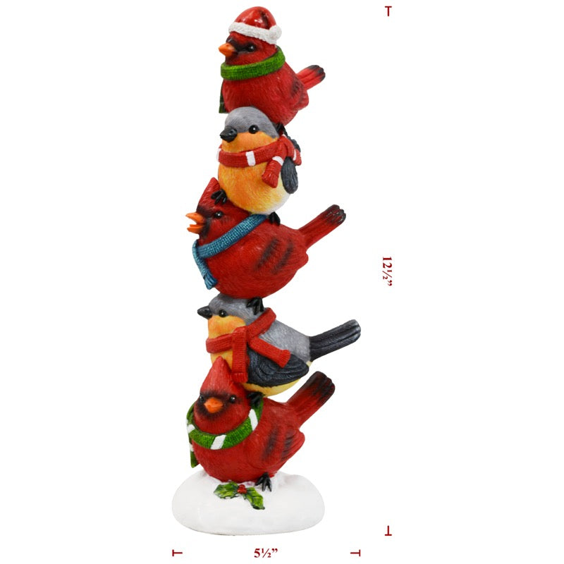 5 Poly Stacked Christmas Birds