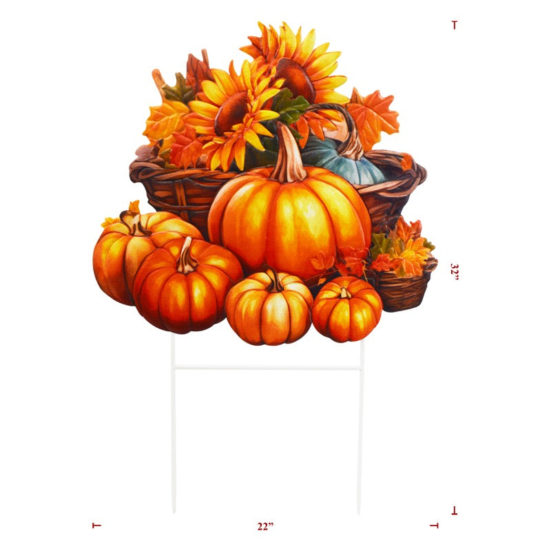 Metal Basket W/ Pumpkins