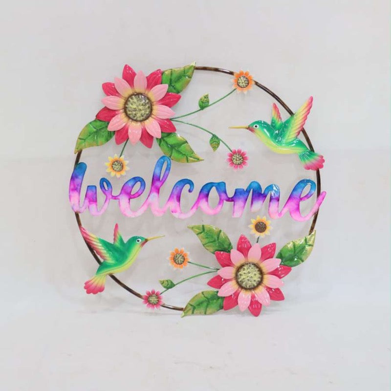 Round Metal Hummingbird Wall Decor