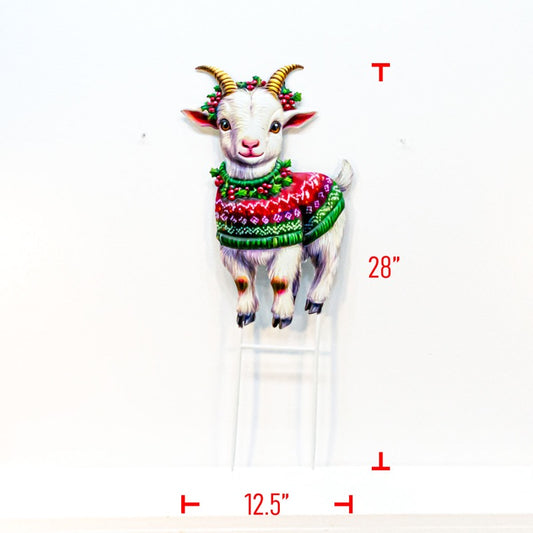 Metal Christmas Goat with Sweater