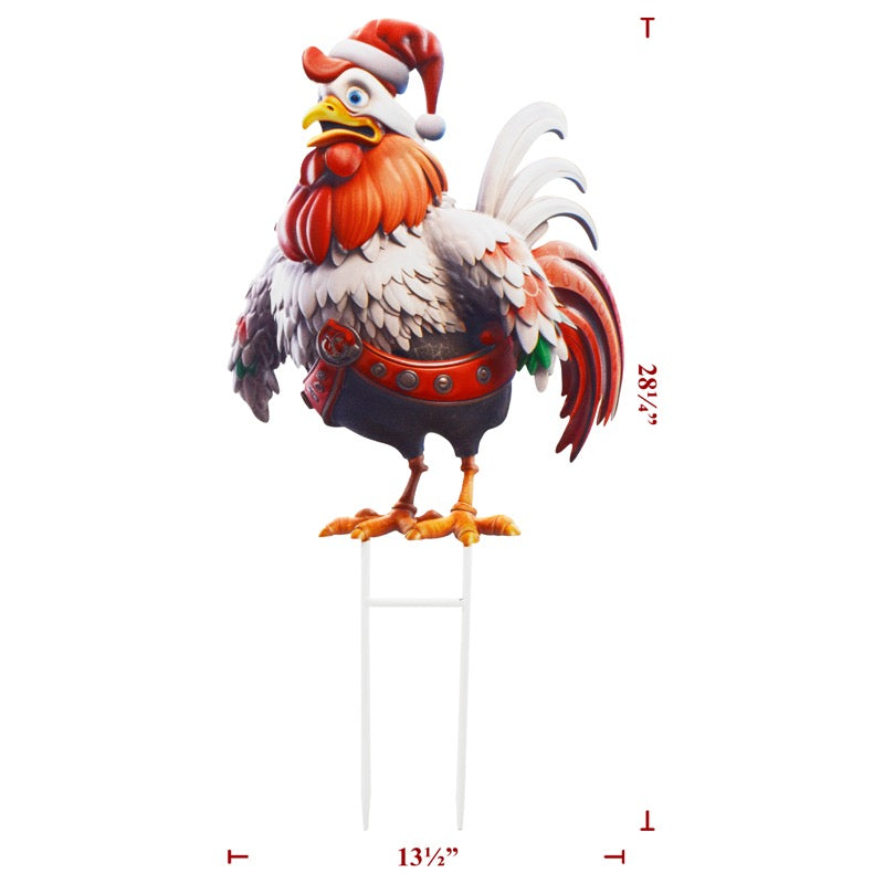 Rooster with Christmas Hat
