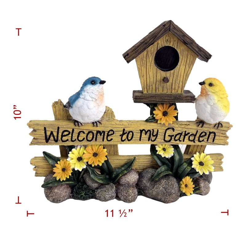 Poly Birds on Fence with Birdhouse