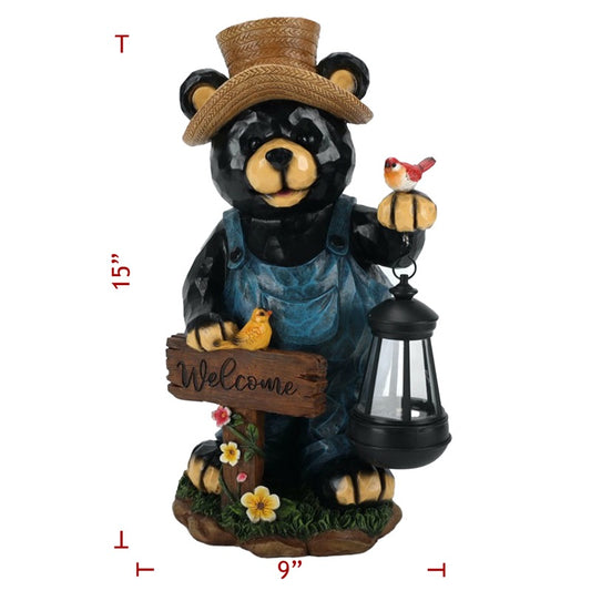 Poly Solar Light Bear with Hat