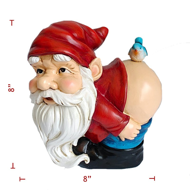 Bent Over Gnome with Bird