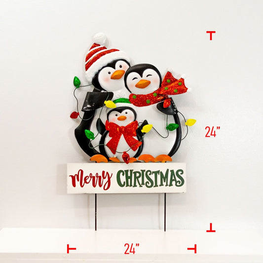 Metal Merry Christmas Penguins