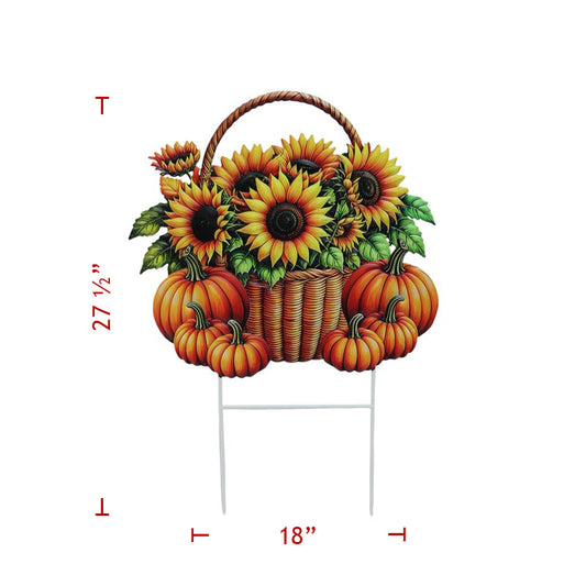 27" Metal Fall Baskets with Sunflowers