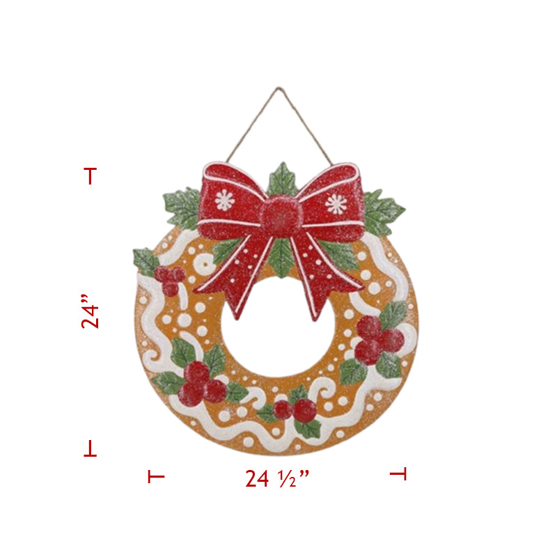 24" Metal Gingerbread Wreath
