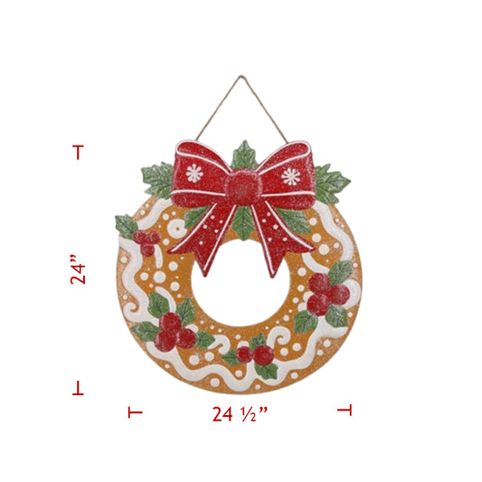 24" Metal Gingerbread Wreath