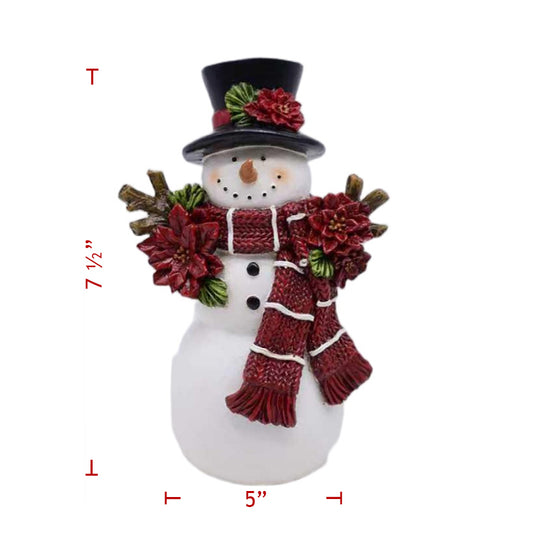 7.5" Poly Snowman with Poinsettia