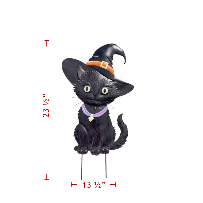 23" Black Metal Halloween Cat