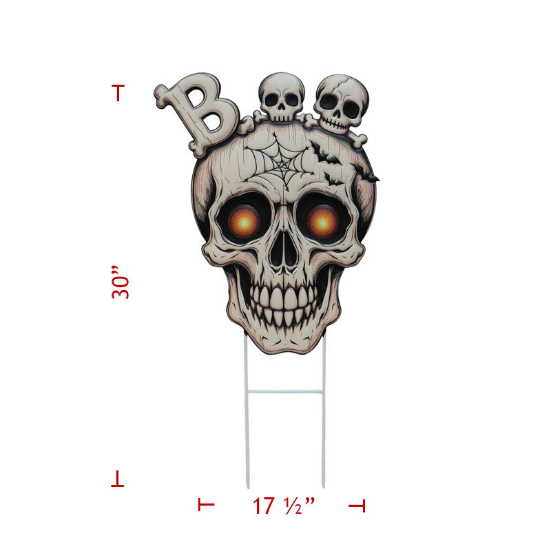 30" Metal Skeleton Head Boo