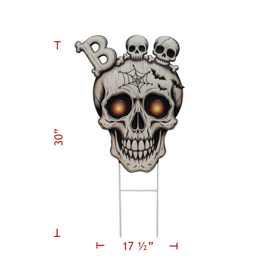 30" Metal Skeleton Head Boo