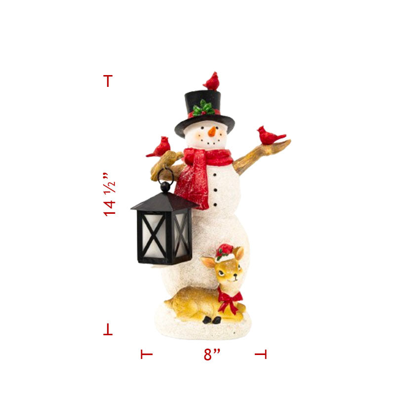 Poly Snowman with Deer & Lantern