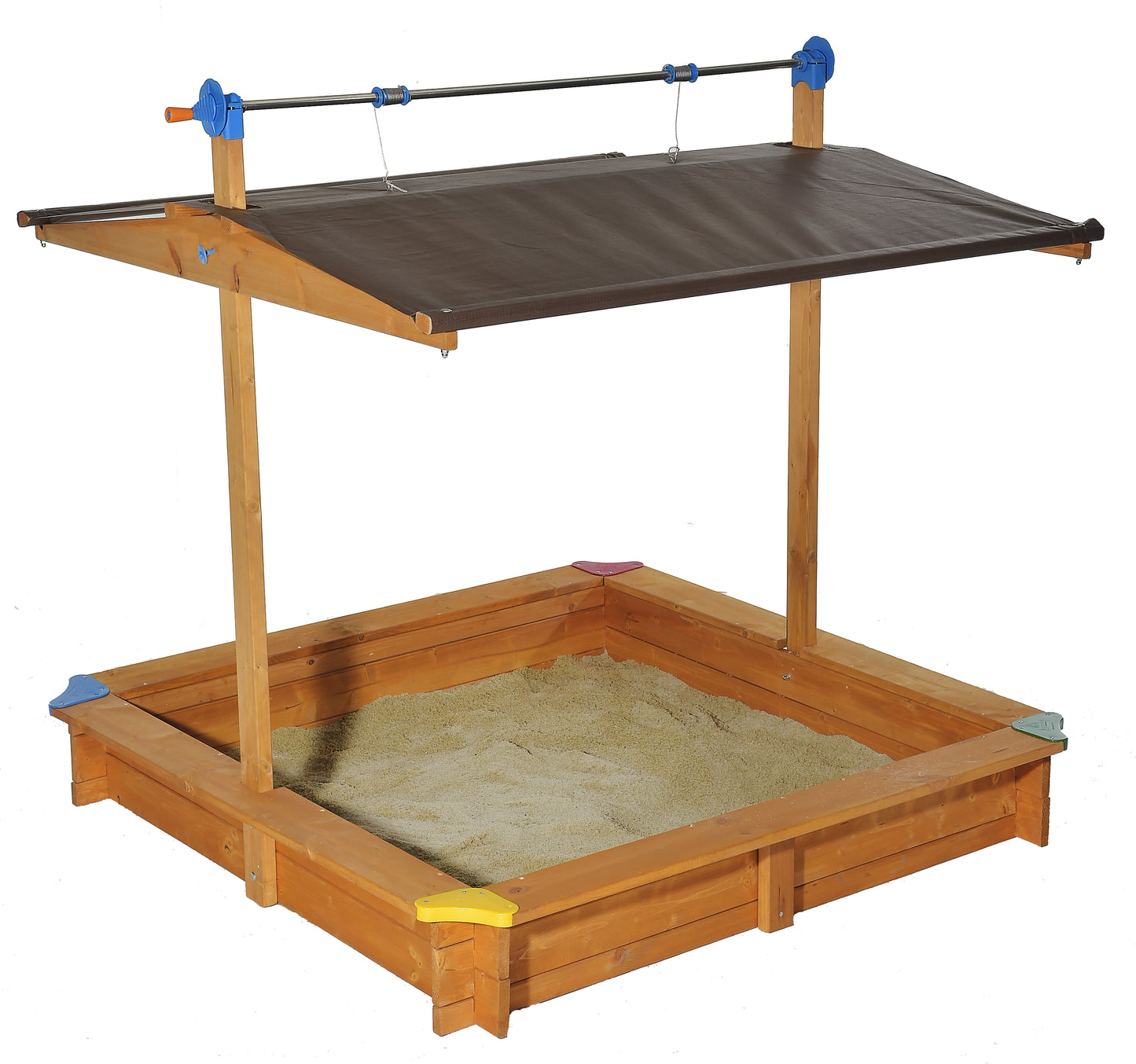 Wooden Children's Sandbox with Retractable Roof 4.66 ft. W x 4.66 ft. L x 4.33 ft. H -Ship Only
