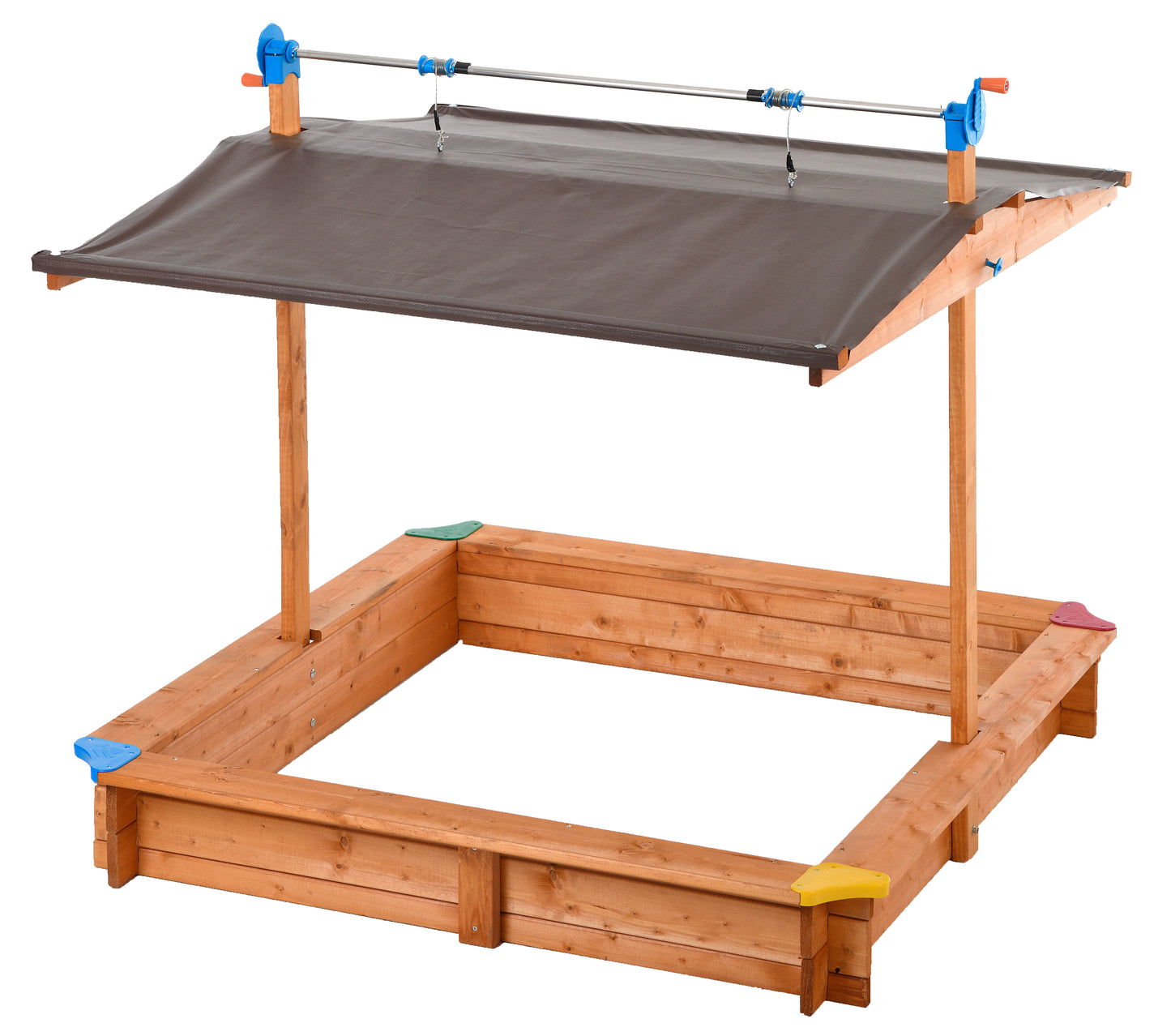 Wooden Children's Sandbox with Retractable Roof 4.66 ft. W x 4.66 ft. L x 4.33 ft. H -Ship Only