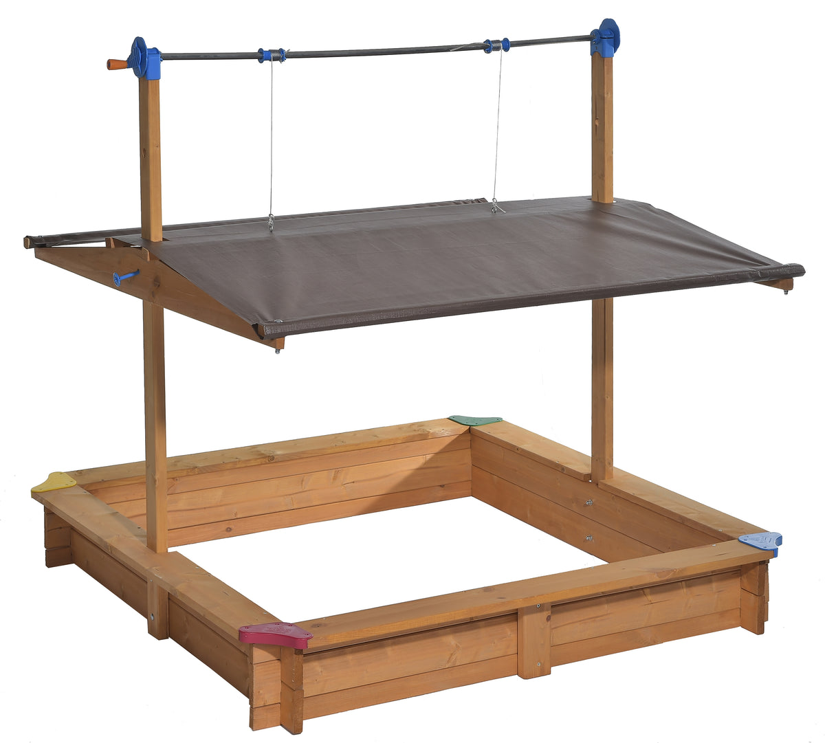 Wooden Children's Sandbox with Retractable Roof 4.66 ft. W x 4.66 ft. L x 4.33 ft. H -Ship Only