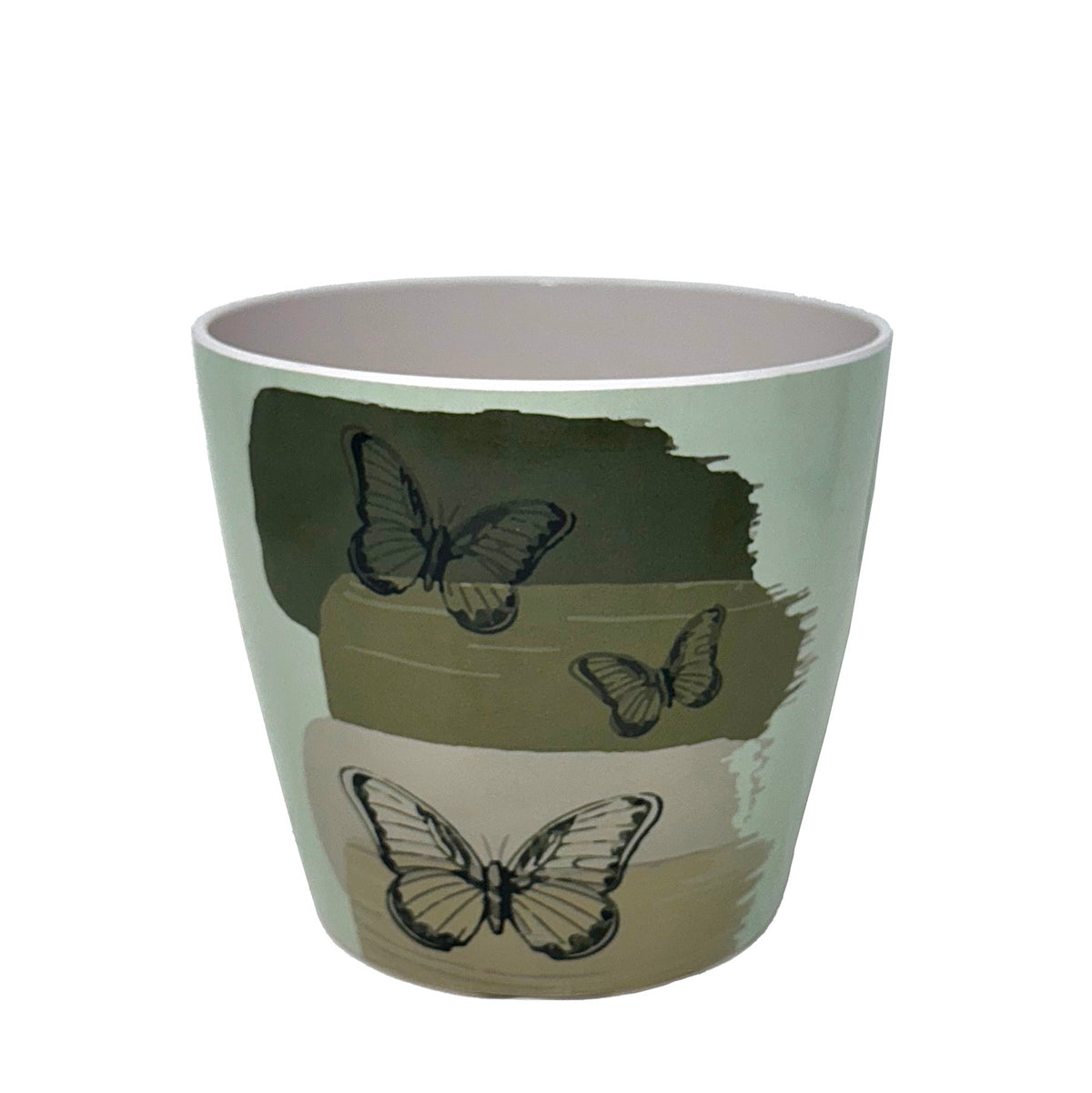 7" Butterfly Round Self-Watering Bamboo Pot -Ship Only