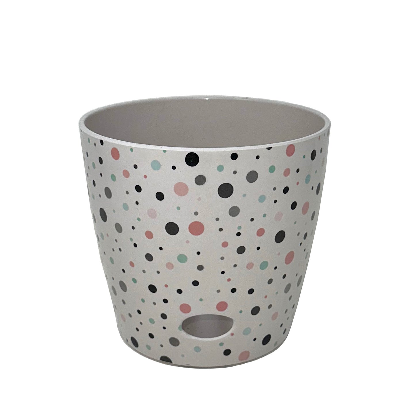 7" Dots Round Self-Watering Bamboo Pot -Ship Only