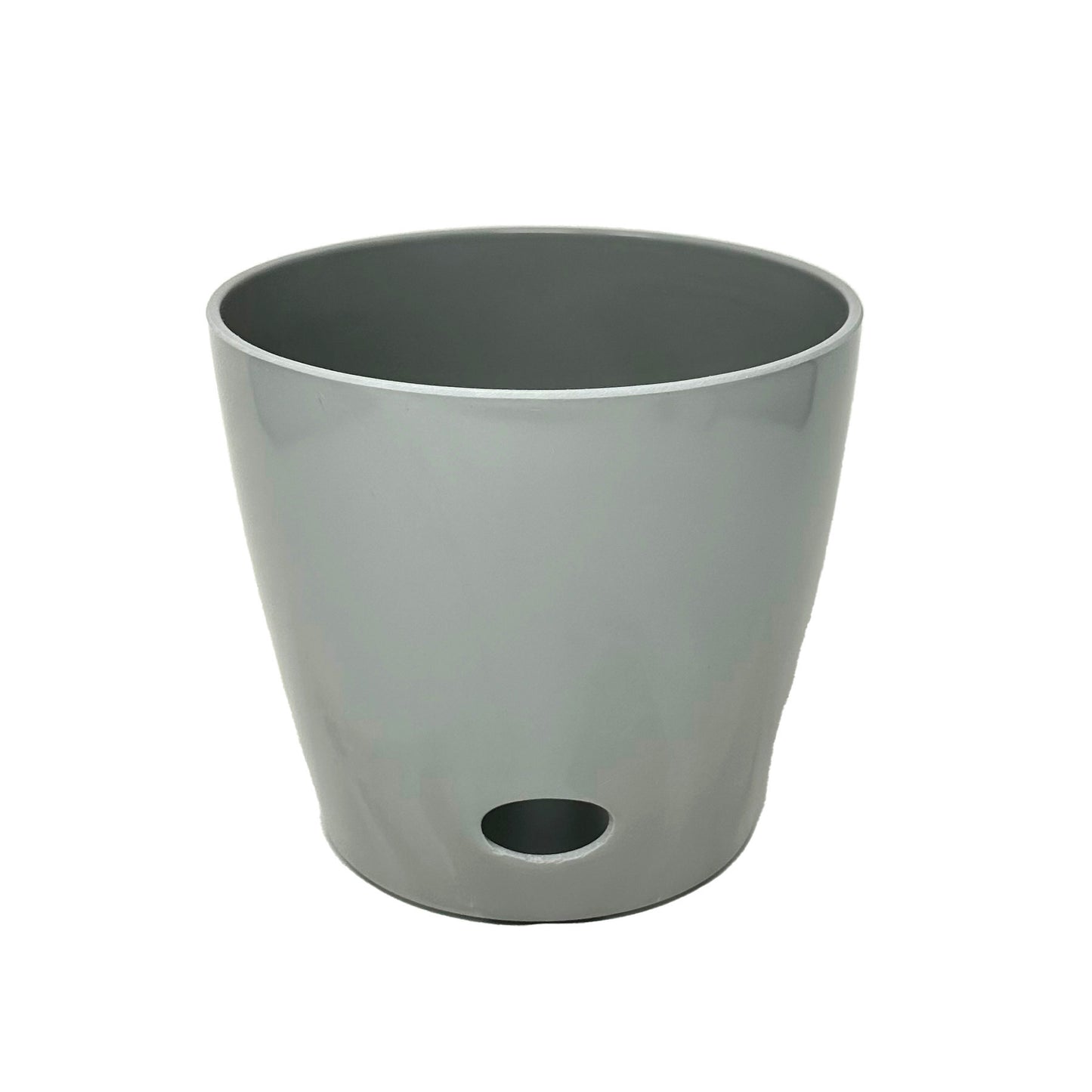 7" Gray Round Self-Watering Bamboo Pot -Ship Only