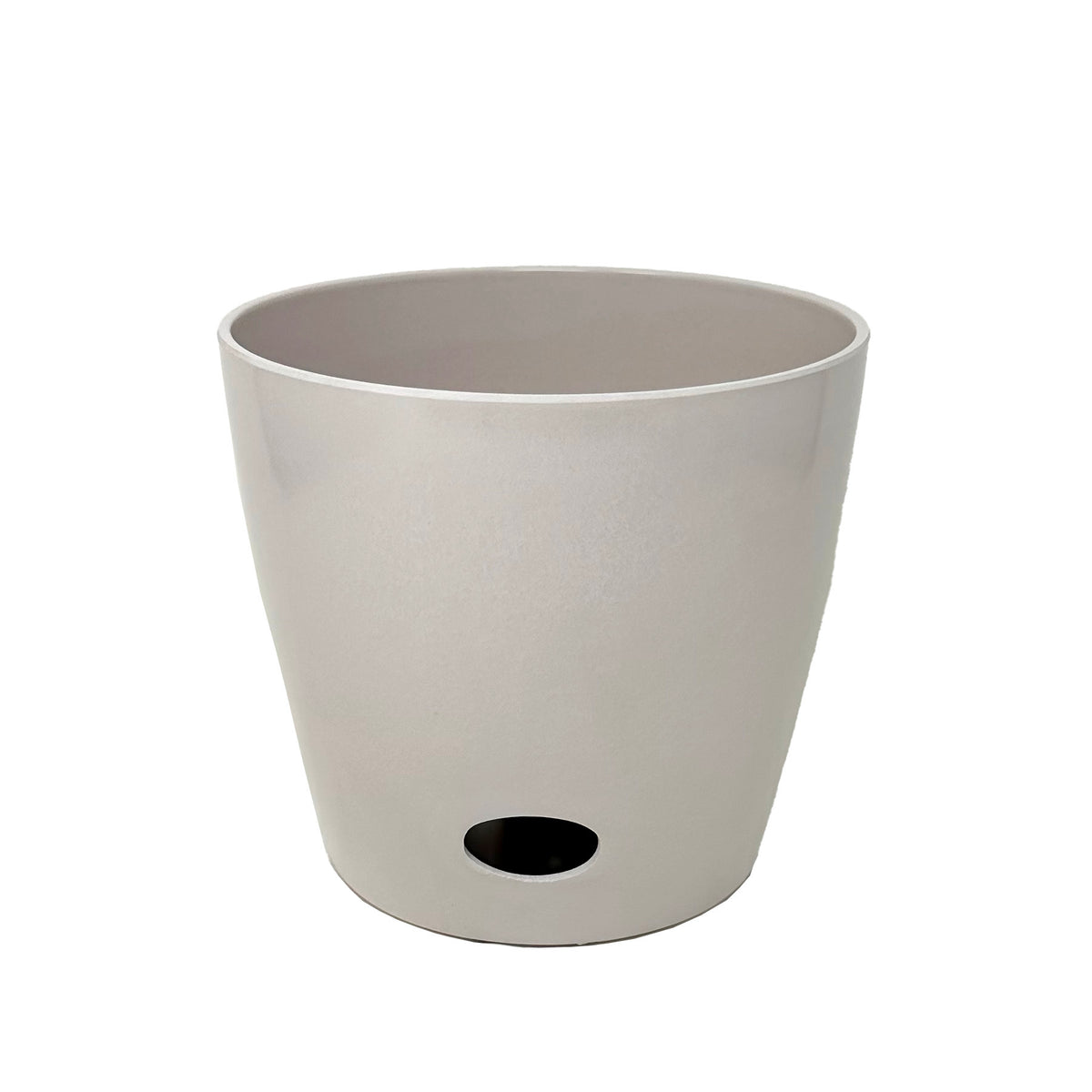 7" Cream Round Self-Watering Bamboo Pot -Ship Only