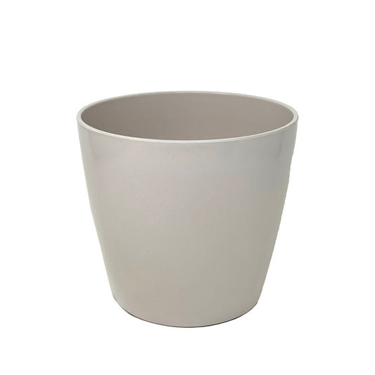 7" Cream Round Self-Watering Bamboo Pot -Ship Only