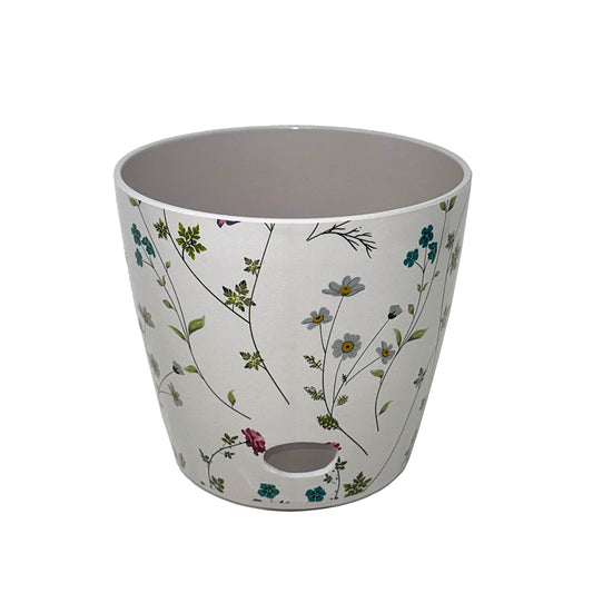 7" Wildflower Round Self-Watering Bamboo Pot -Ship Only