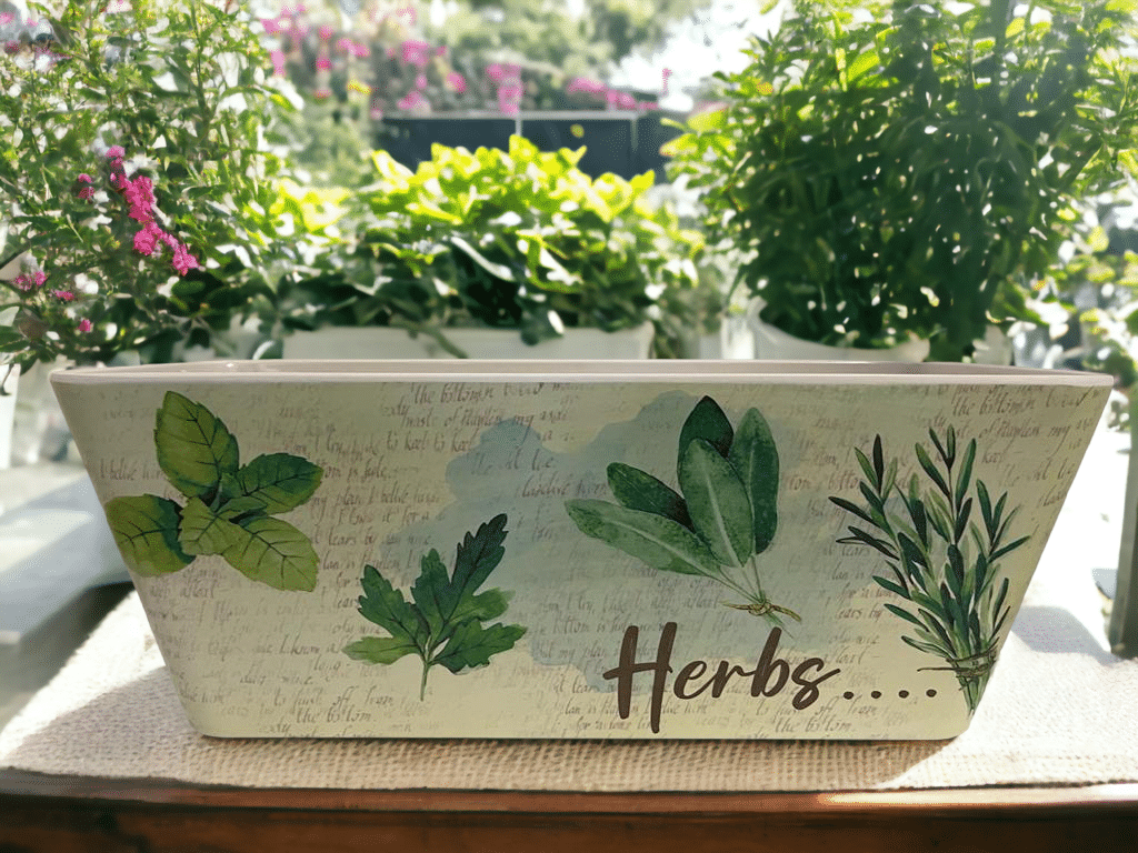16" Herbs Rectangular Self-Watering Bamboo Planter -Ship Only