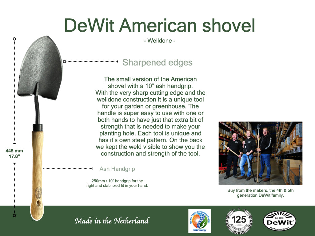 DeWit Shovel - American with 10" Handgrip -Ship Only