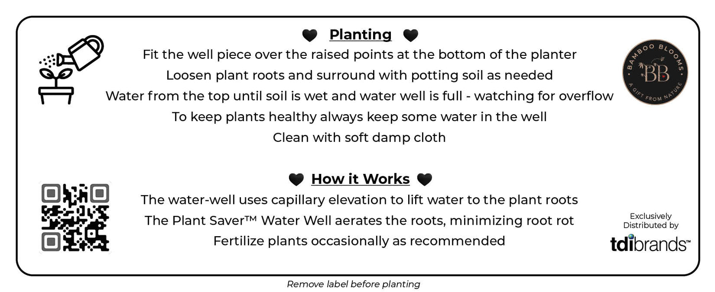 16" Flowers Rectangular Self-Watering Bamboo Planter -Ship Only