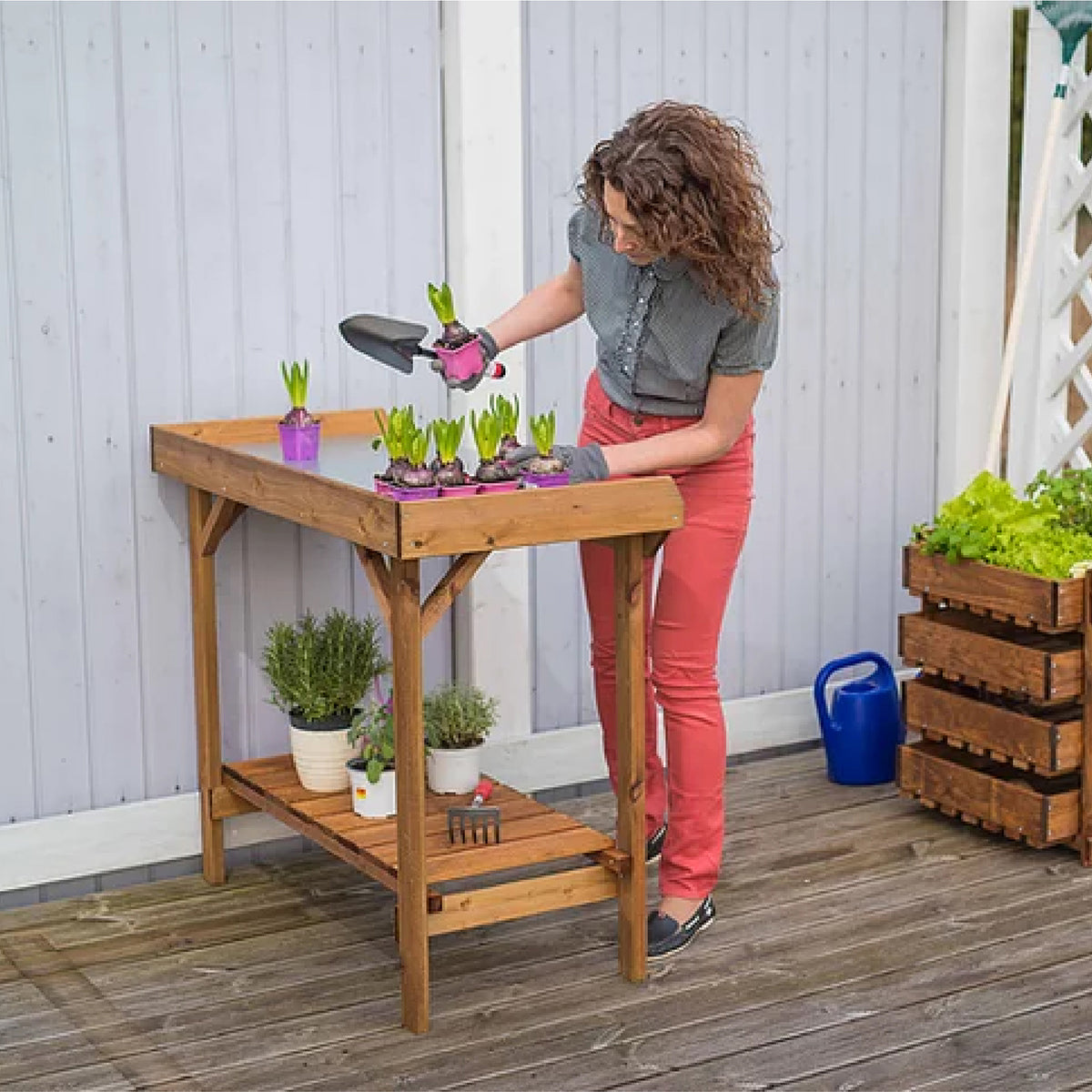 Gardener's Table with Tin Surface -Ship Only