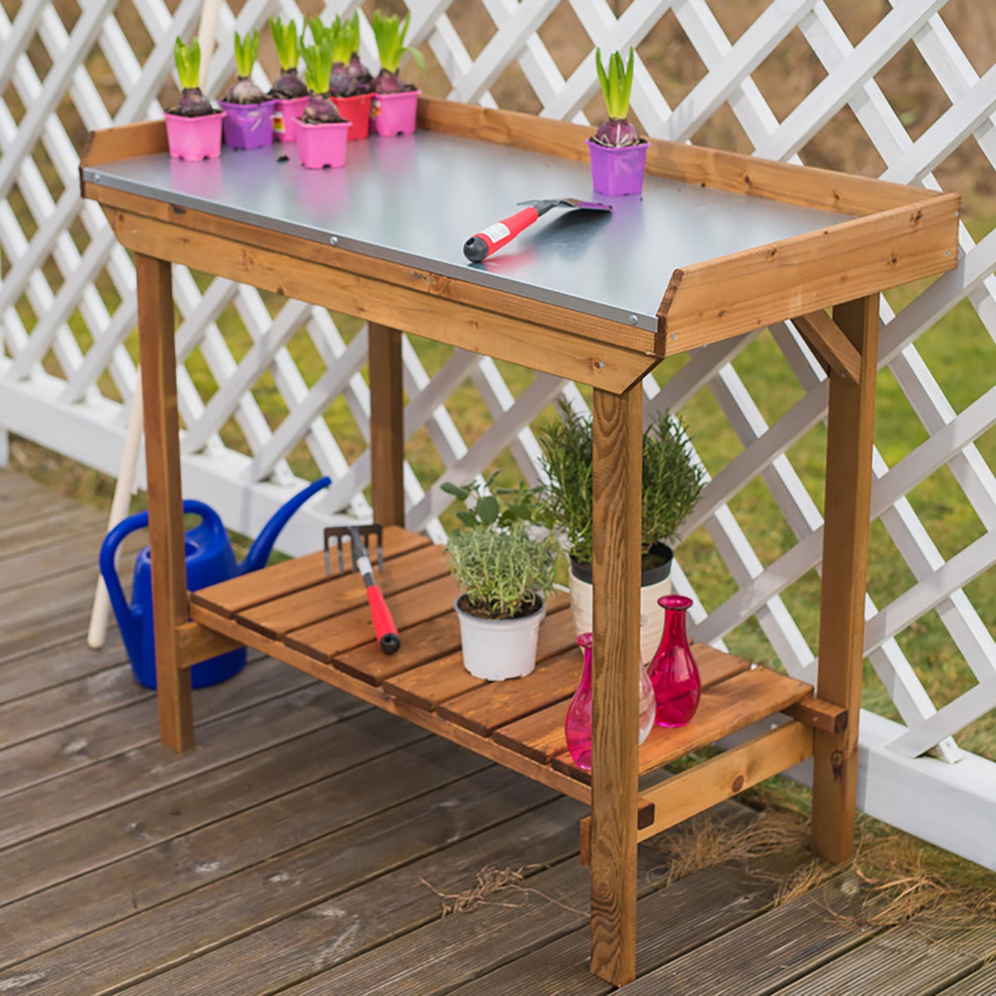 Gardener's Table with Tin Surface -Ship Only
