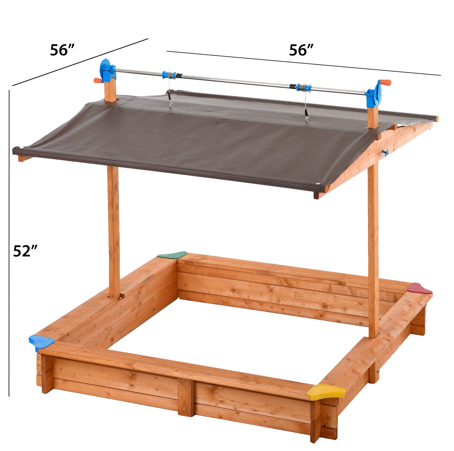 Wooden Children's Sandbox with Retractable Roof 4.66 ft. W x 4.66 ft. L x 4.33 ft. H -Ship Only