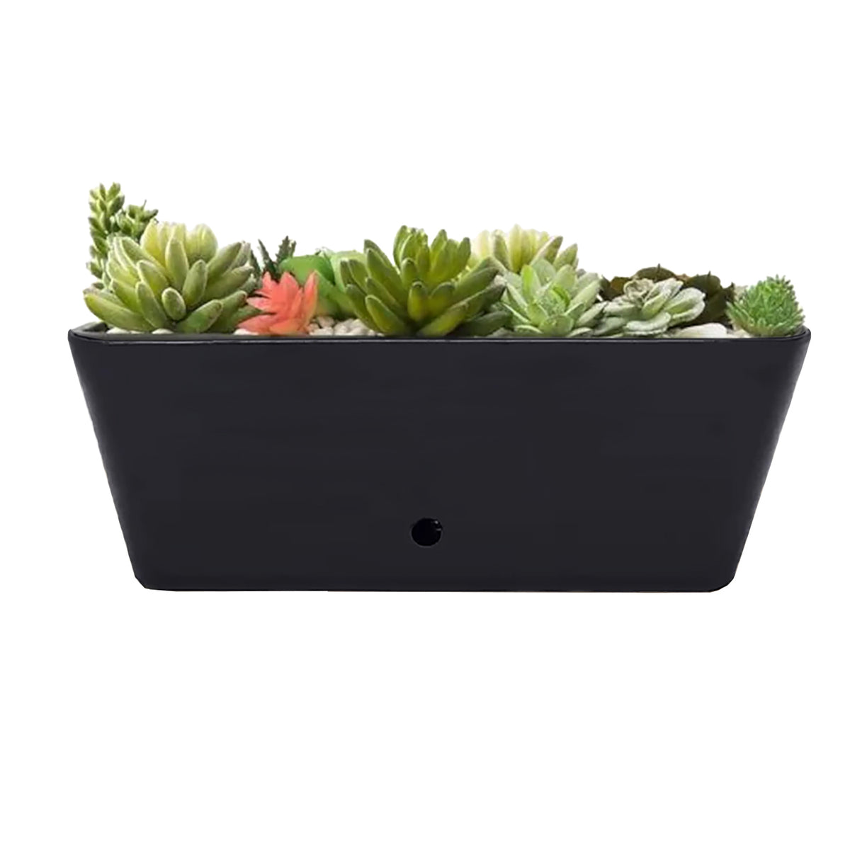 16" Black Rectangular Self-Watering Bamboo Planter -Ship Only