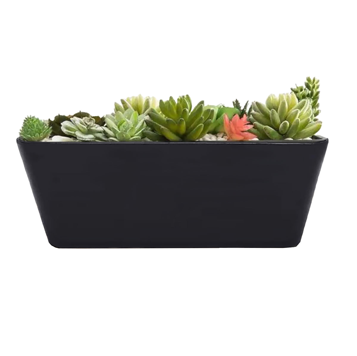 16" Black Rectangular Self-Watering Bamboo Planter -Ship Only