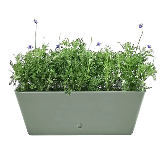 16" Sage Green Rectangular Self-Watering Bamboo Planter -Ship Only