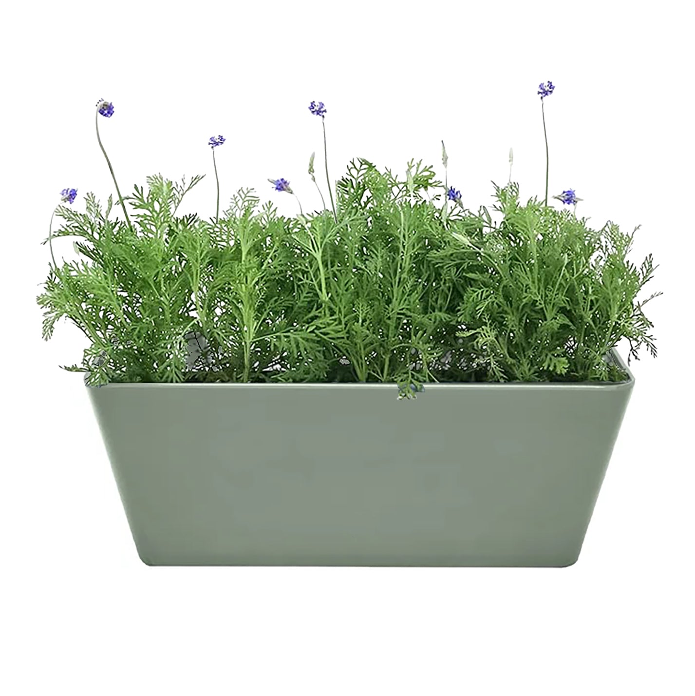 16" Sage Green Rectangular Self-Watering Bamboo Planter -Ship Only