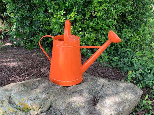 2.1 gal Orange Metal Watering Can -Ship Only