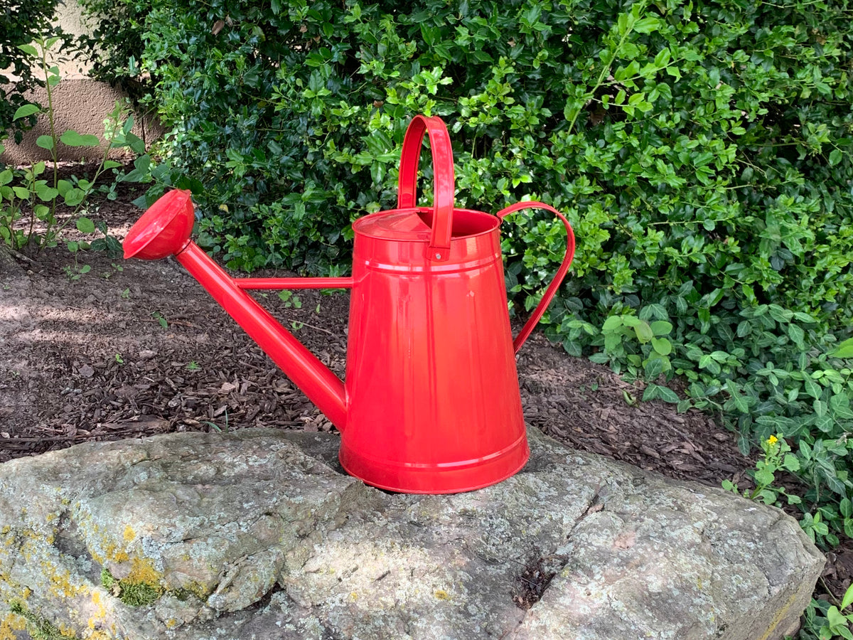 2.1 gal Red Metal Watering Can -Ship Only