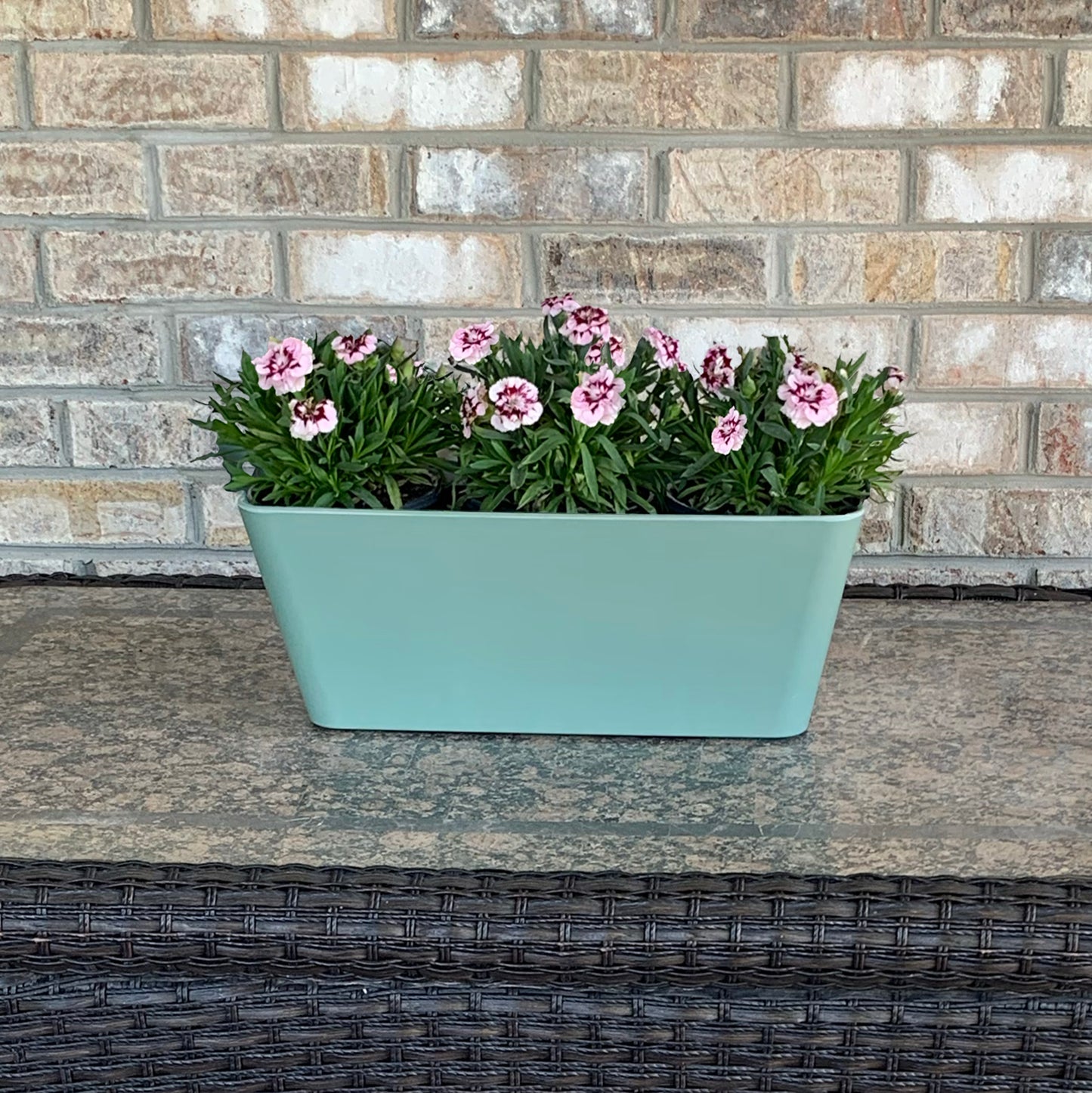 16" Sage Green Rectangular Self-Watering Bamboo Planter -Ship Only