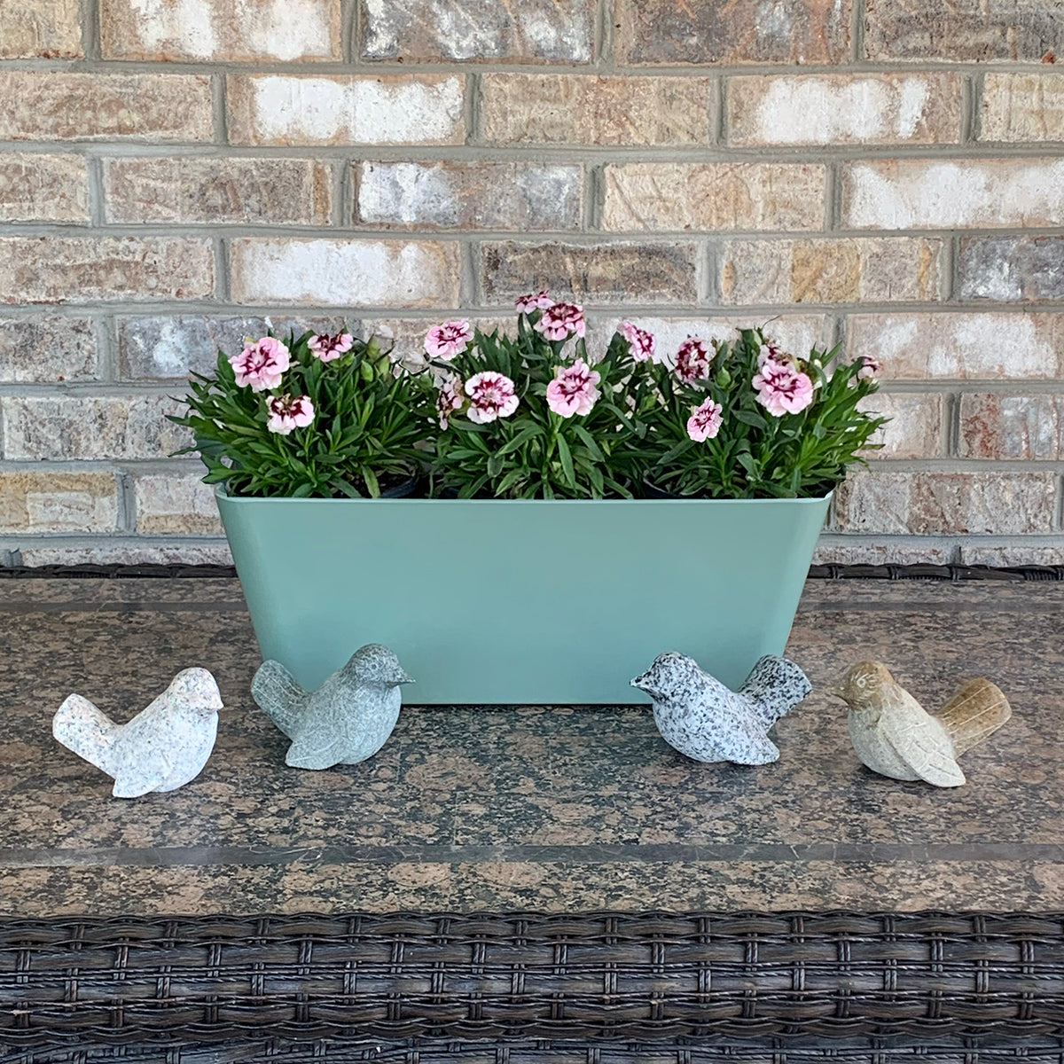 16" Sage Green Rectangular Self-Watering Bamboo Planter -Ship Only