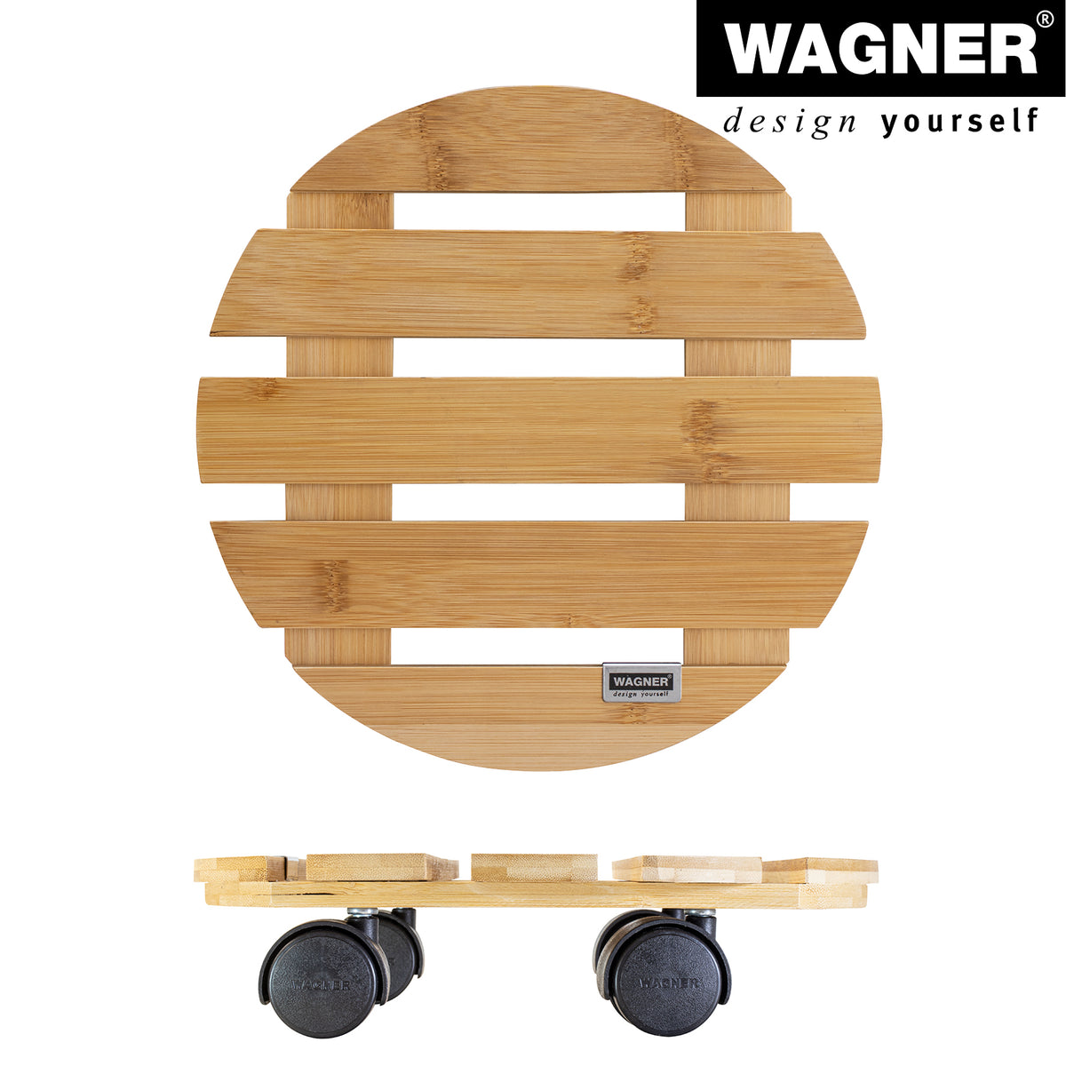 11.4" Round Bamboo Plant Caddy -Ship Only