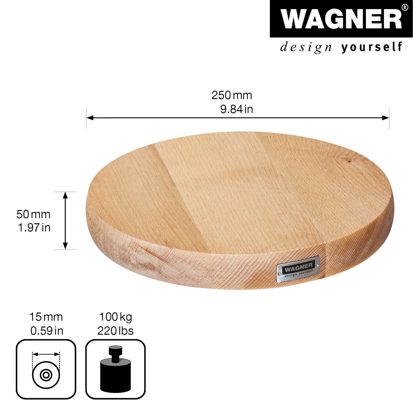 10" Natural Round Wooden Plant Caddy w/No-Show Casters -Ship Only