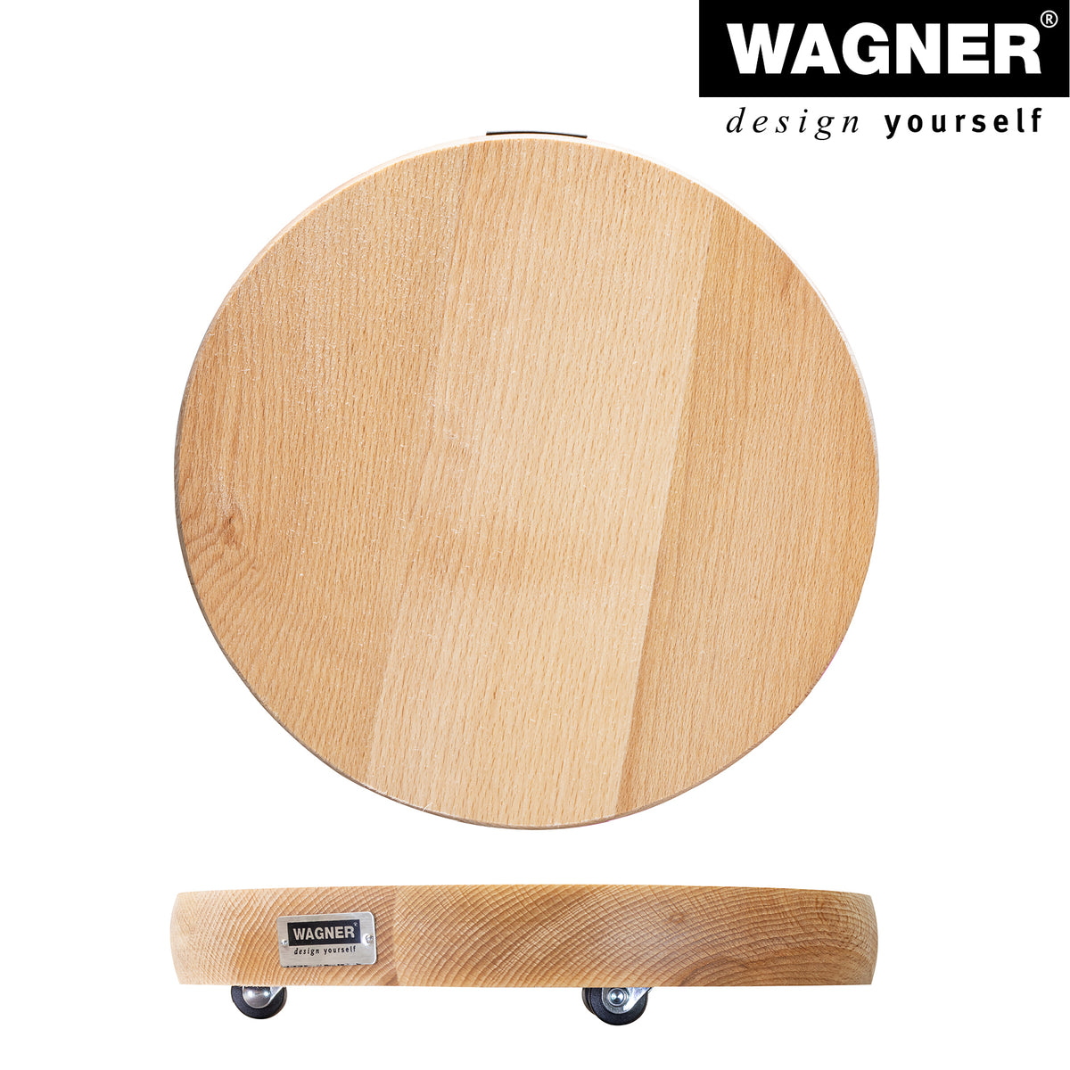 10" Natural Round Wooden Plant Caddy w/No-Show Casters -Ship Only