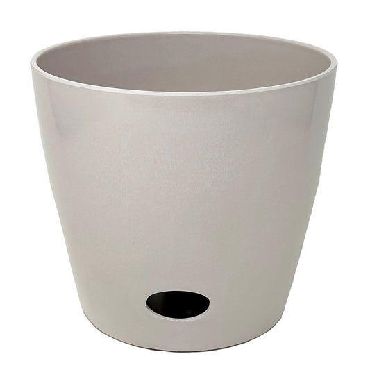 10" Cream Round Self-Watering Bamboo Pot -Ship Only