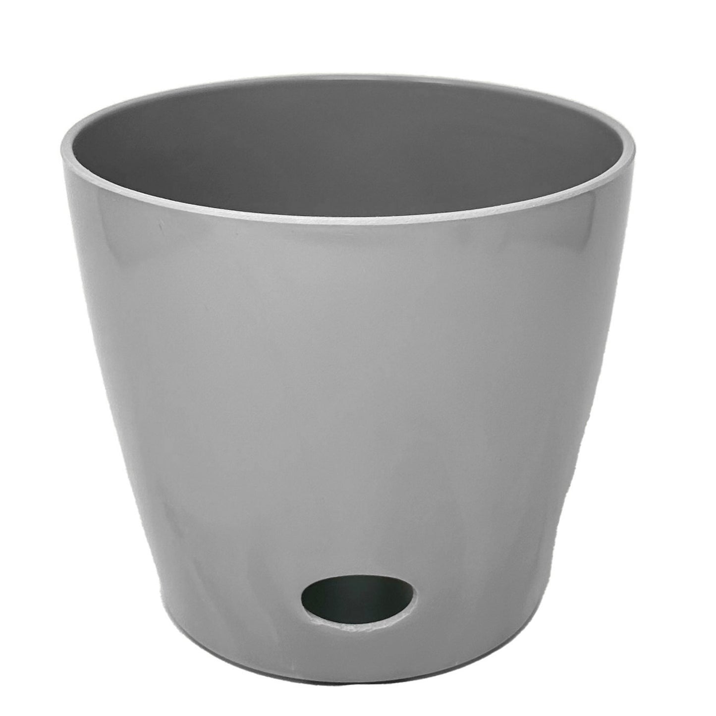 10" Gray Round Self-Watering Bamboo Pot -Ship Only
