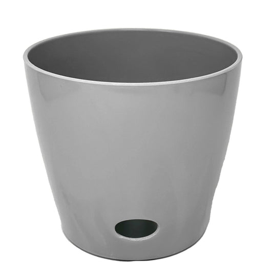 10" Gray Round Self-Watering Bamboo Pot -Ship Only