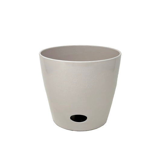 5" Cream Round Self-Watering Bamboo Pot -Ship Only