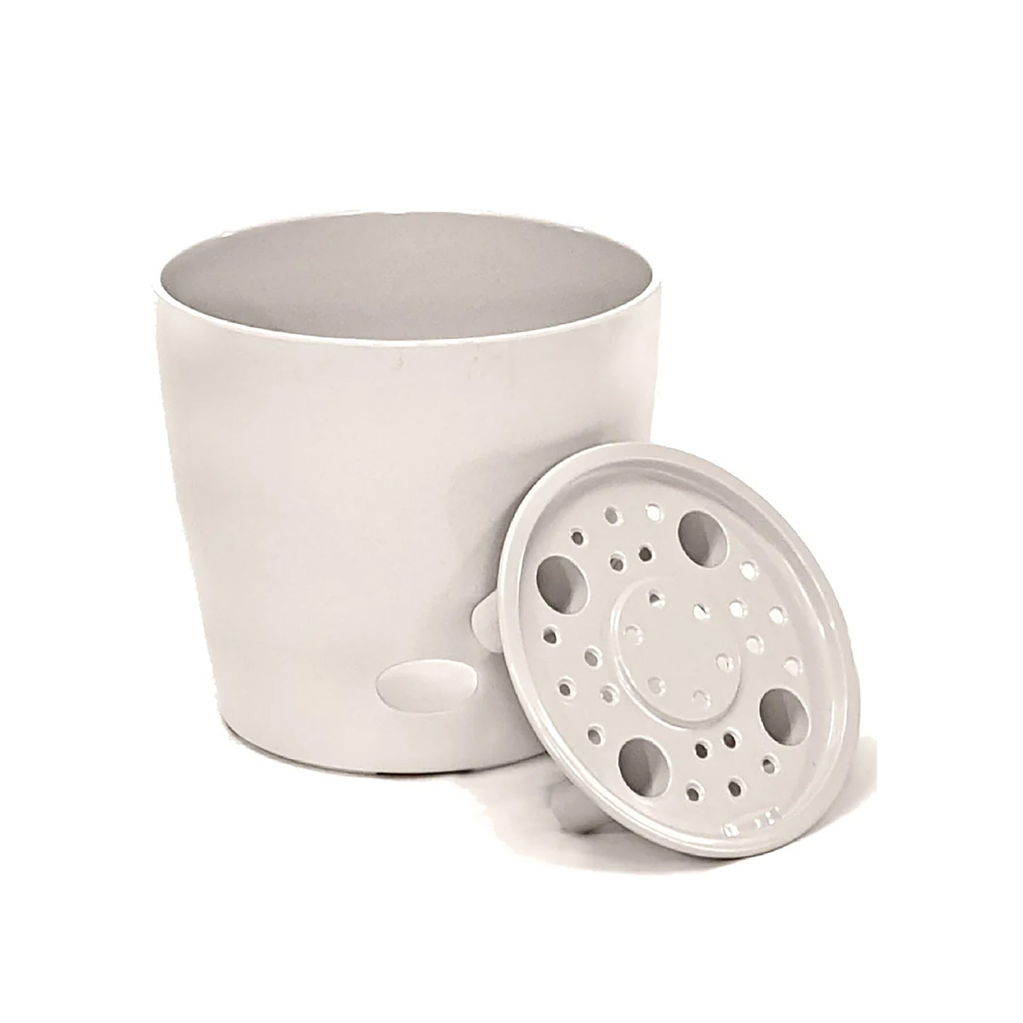 5" Cream Round Self-Watering Bamboo Pot -Ship Only